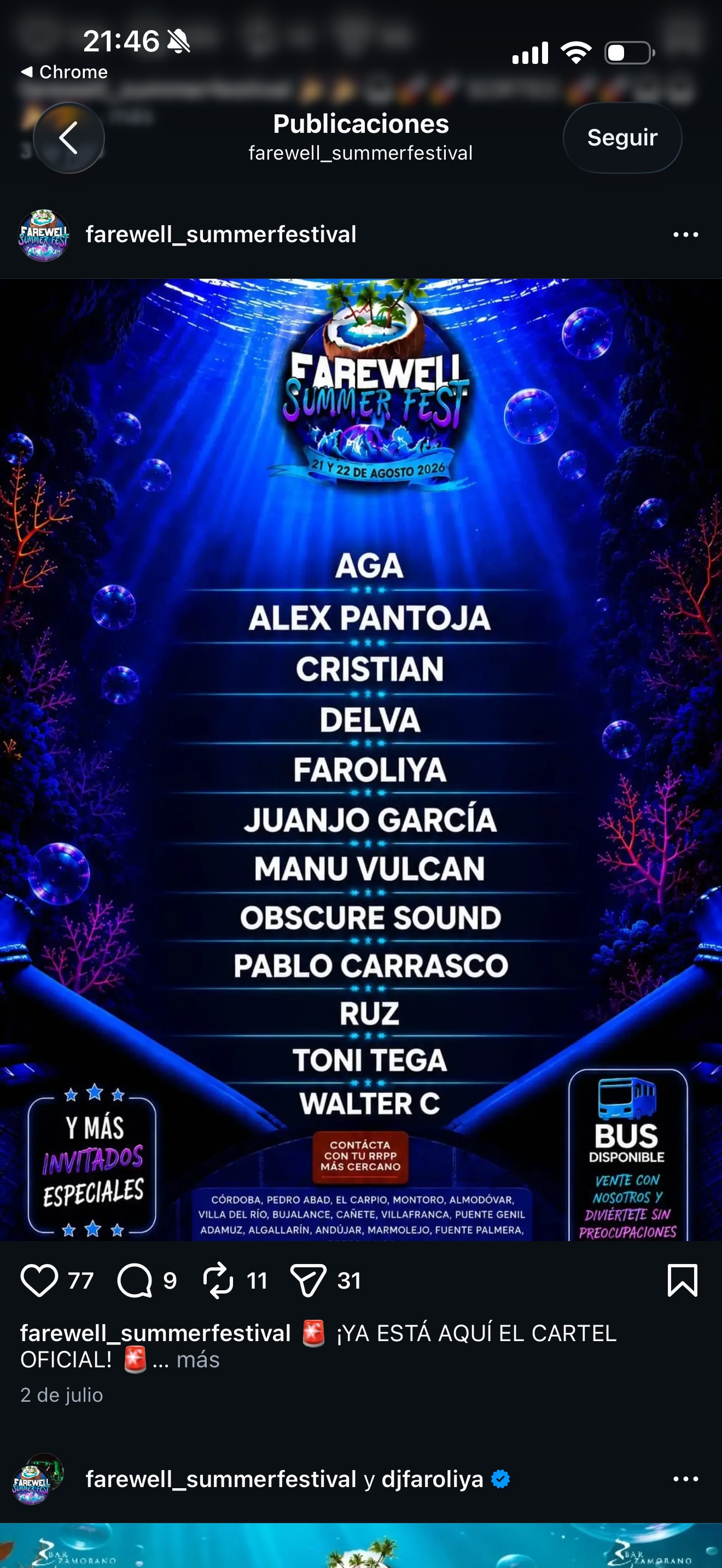 Farewell Summer Fest 2026 poster · Pedro Abad, Córdoba · 21–22 Aug 2026