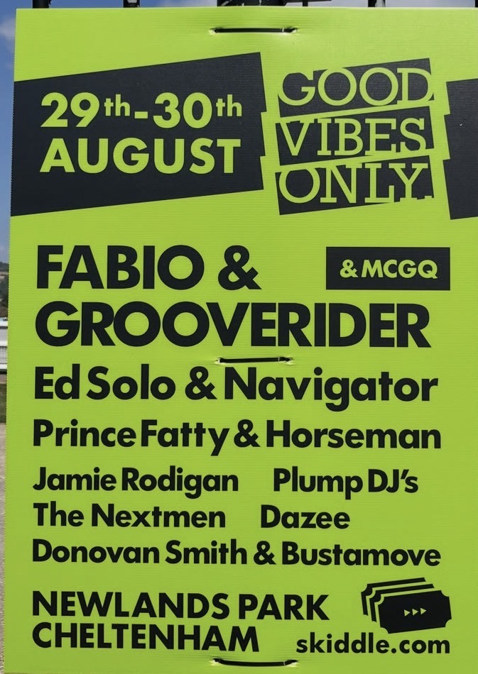 Cartel de Good Vibes Only · Cheltenham · 29–30 ago 2026