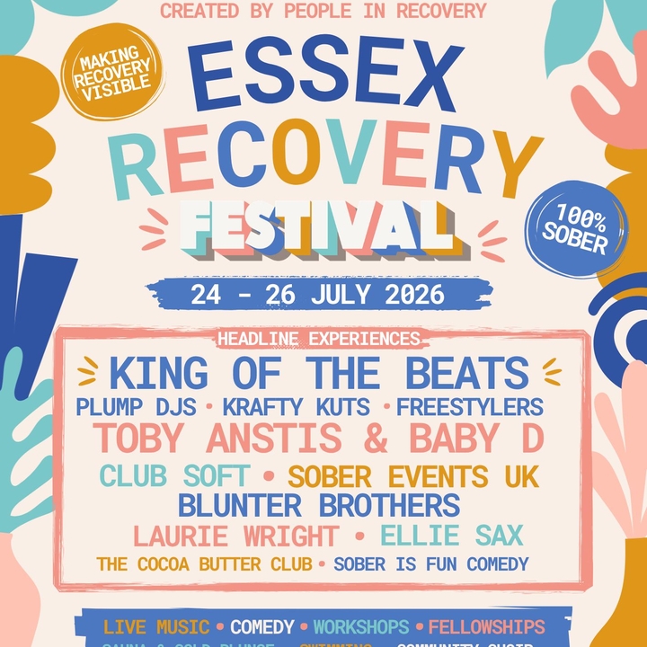 Essex Recovery Festival 2026 poster · Romford · 24–26 Jul 2026