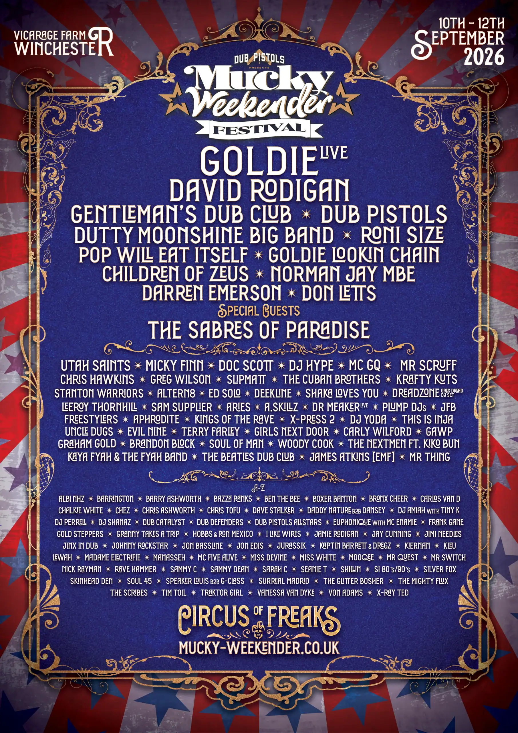 Mucky Weekender Festival 2026 poster · Winchester · 10–12 Sept 2026