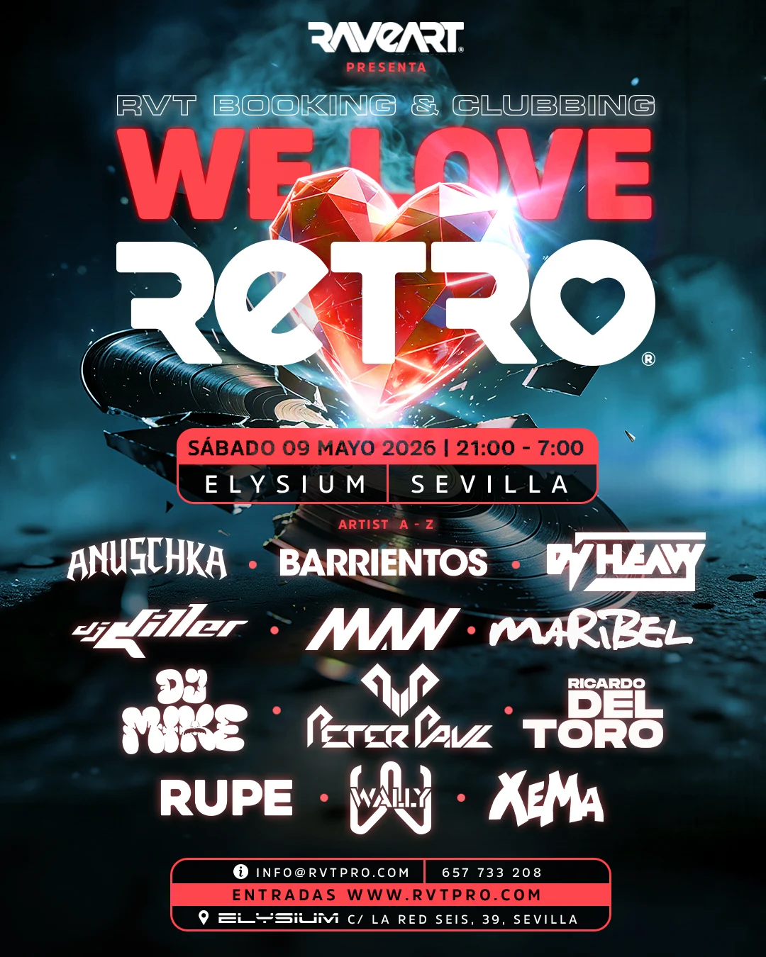 RVT by Raveart: We Love Retro poster · Sevilla · 9 May 2026
